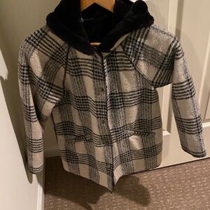 Mayoral Black and White Plaid Puffer Jacket
